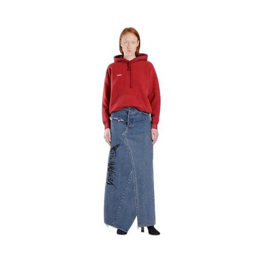 Tribal Deconstructed Maxi Denim Skirt