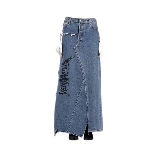 Tribal Deconstructed Maxi Denim Skirt