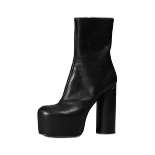 Black Leather Platform Heels