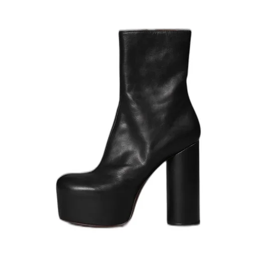 Black Leather Platform Heels