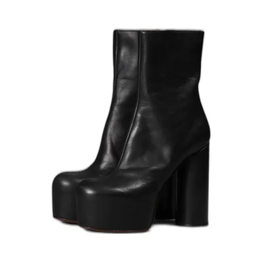 Black Leather Platform Heels