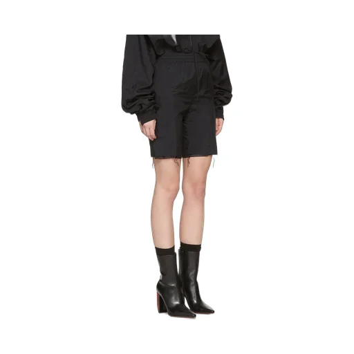 Black Ripped Track Shorts