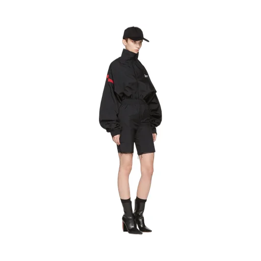 Black Ripped Track Shorts