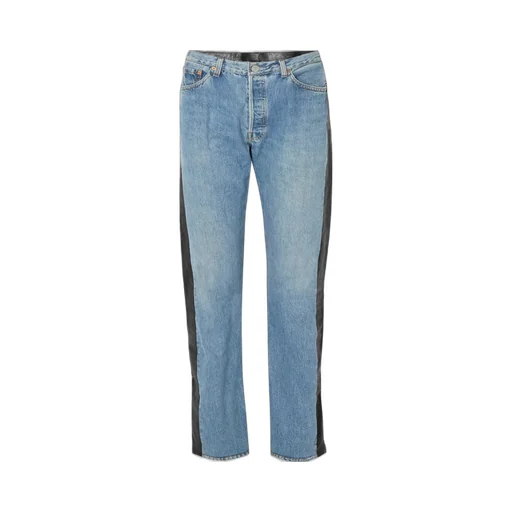 Two-Tone Leather & Denim Jeans