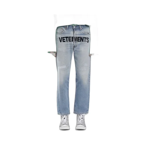 Blue Logo Print Jeans