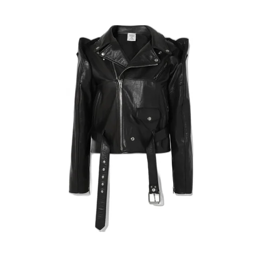 Convertible Leather Biker Jacket