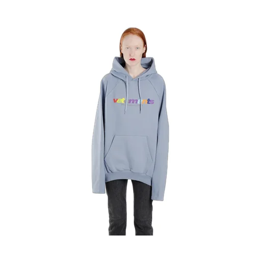 Light Blue Multicolor Logo Hoodie