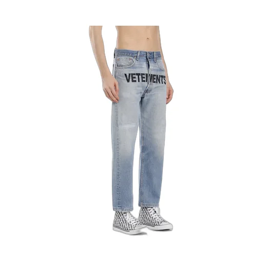 Blue Logo Print Jeans