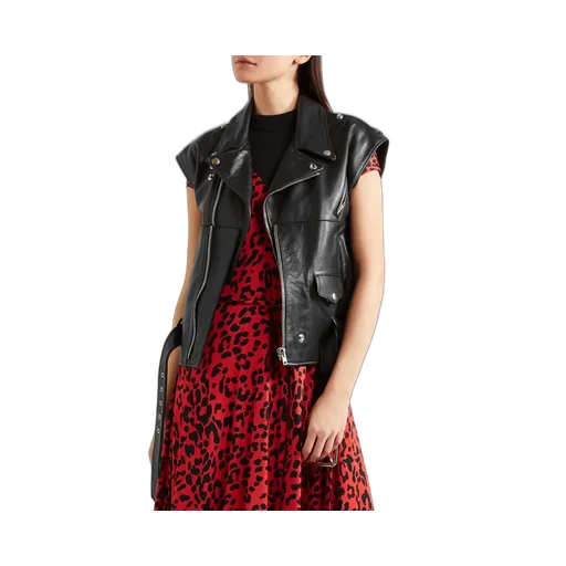 Convertible Leather Biker Jacket