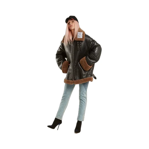 Oversized Shearling Leather Jacket