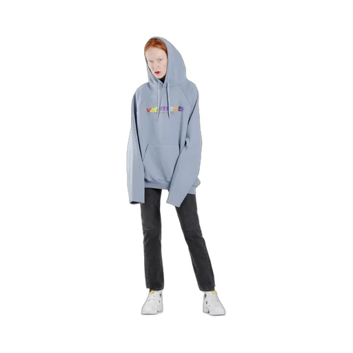 Light Blue Multicolor Logo Hoodie