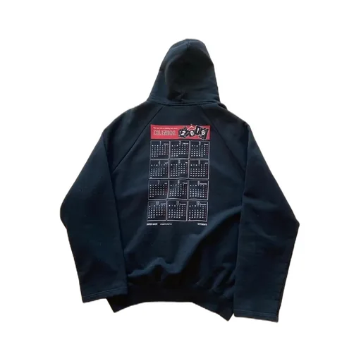 Calendar Black Zip-Up Hoodie