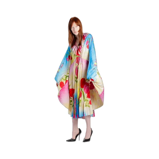 Flower Print Pleated Dress