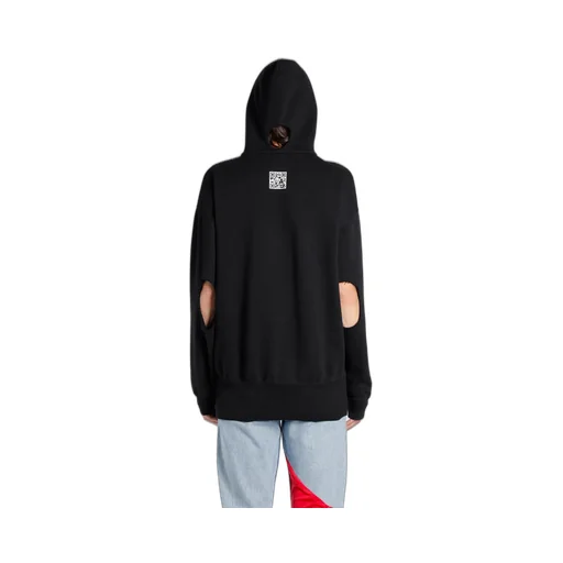 Black Hoodie With Cut-Out Sleeves Fuck You