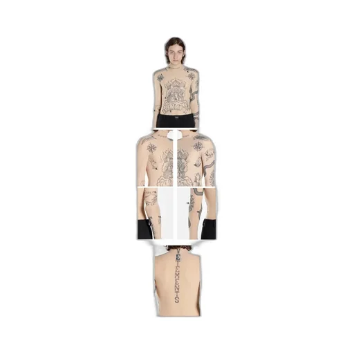Tattoo Print Turtleneck Top