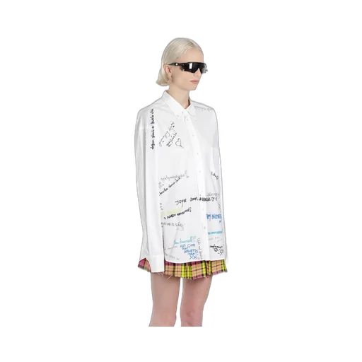Oversized Scribble Print Button-Down Shirt