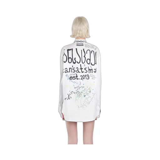 Oversized Scribble Print Button-Down Shirt