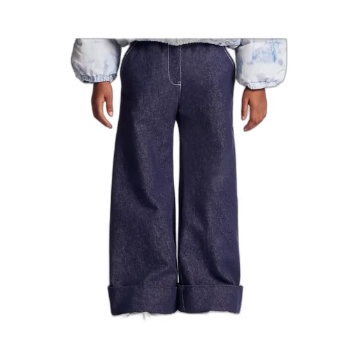 Button Detailed Wide Leg Jeans