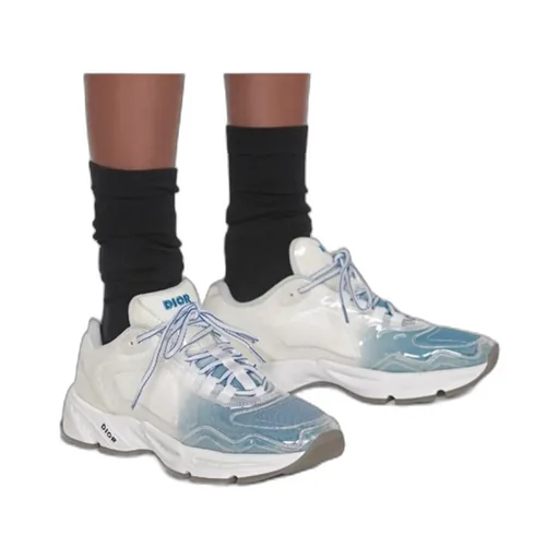 Blue Mesh Flat Casual Sneakers
