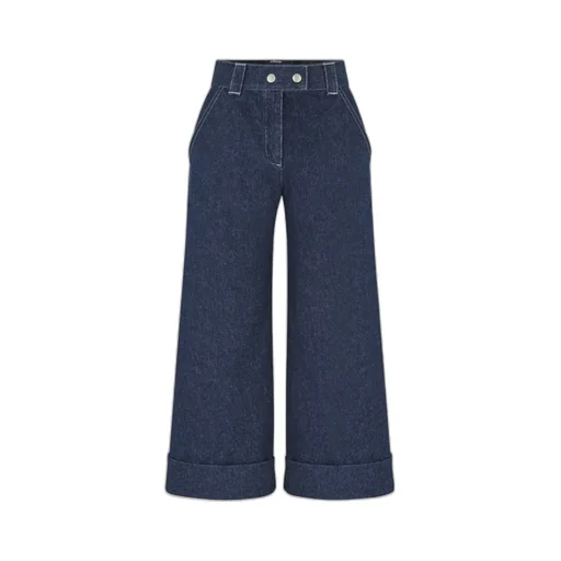 Button Detailed Wide Leg Jeans