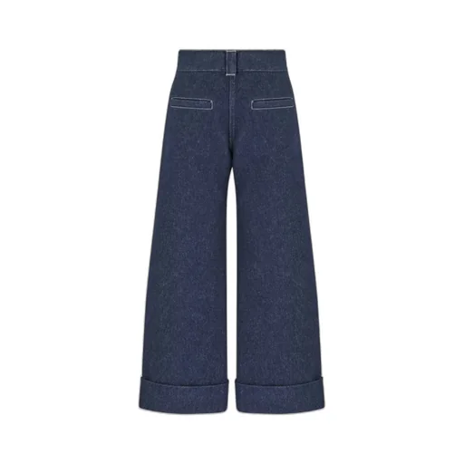 Button Detailed Wide Leg Jeans