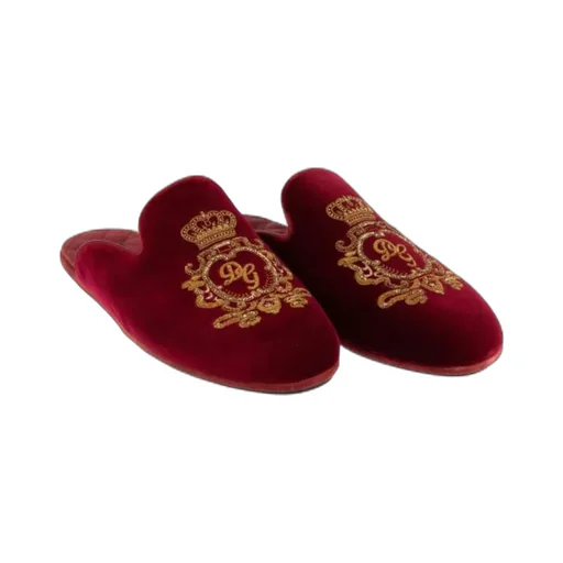 Logo Embroidered Velvet Slides