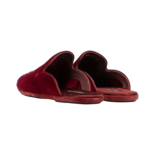 Logo Embroidered Velvet Slides