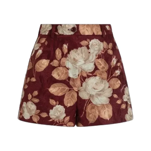 Vintage Rose-Print Brocade Shorts