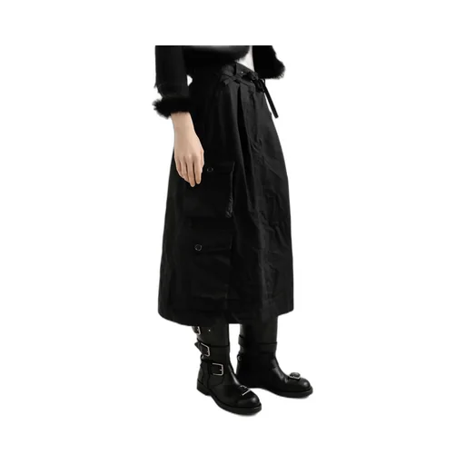 Drawstring Midi Cargo Skirt