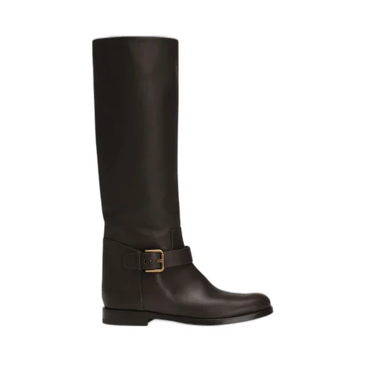 Buckle-Strap Leather Boots
