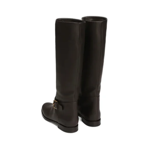 Buckle-Strap Leather Boots