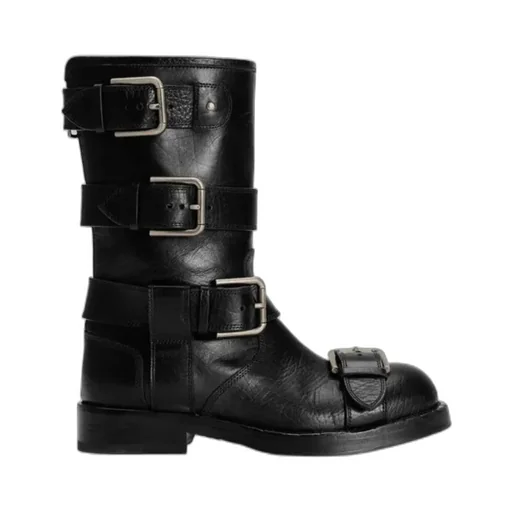 Buckle Detailed Biker Boots