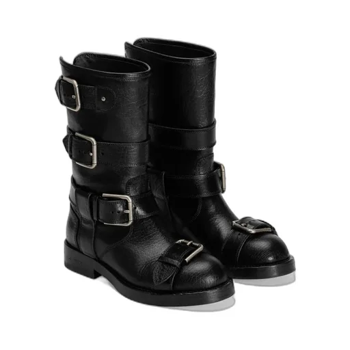 Buckle Detailed Biker Boots