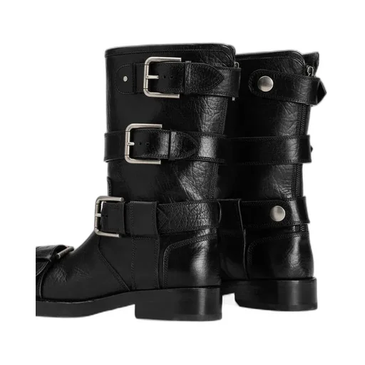 Buckle Detailed Biker Boots