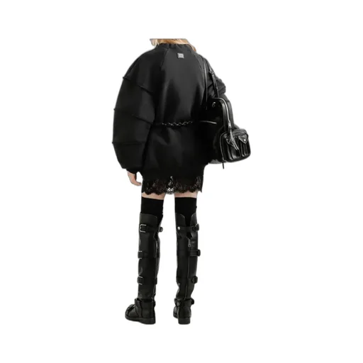 Ruffled-Sleeve Drawstring Sweatshirt