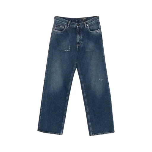 Distressed Straight-Leg Jeans