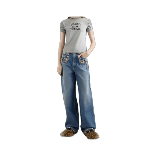 Embellished Low-Waist Jeans