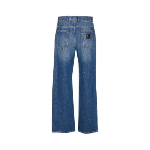 Logo Plaque Straight Leg Jeans