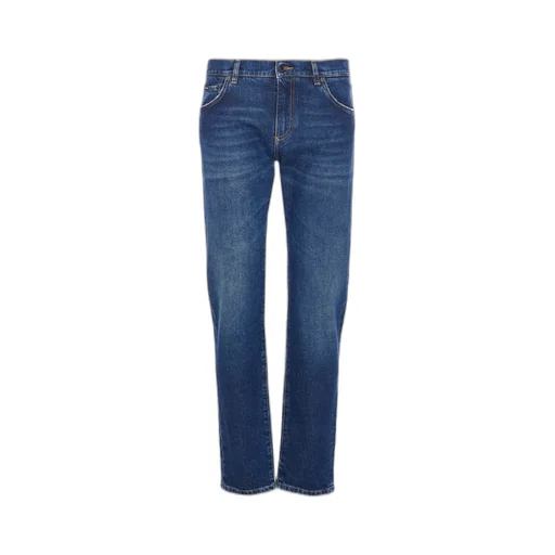 Logo Plaque Straight Leg Jeans