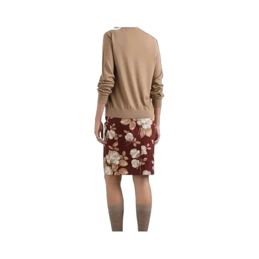 Rose-Print Midi Pencil Skirt