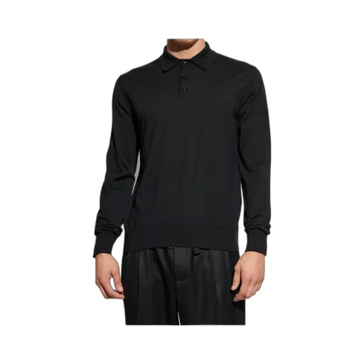 Knitted Long-Sleeved Polo Shirt