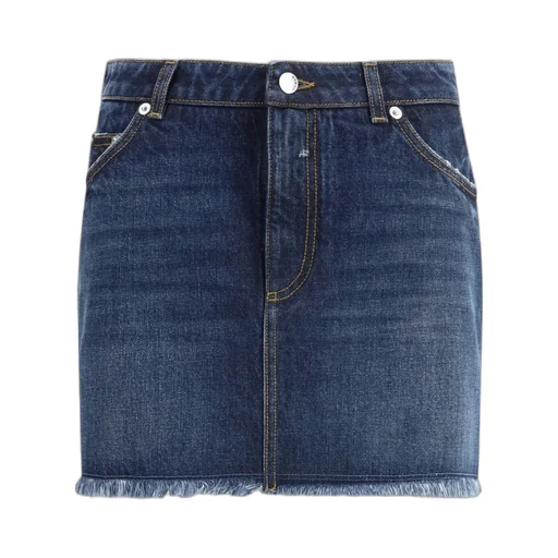 Frayed Hem Mini Denim Skirt