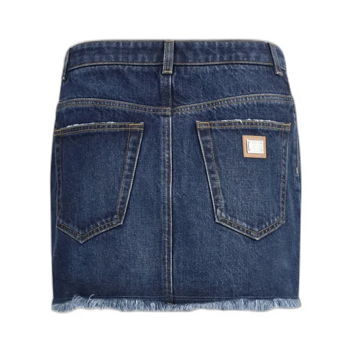 Frayed Hem Mini Denim Skirt