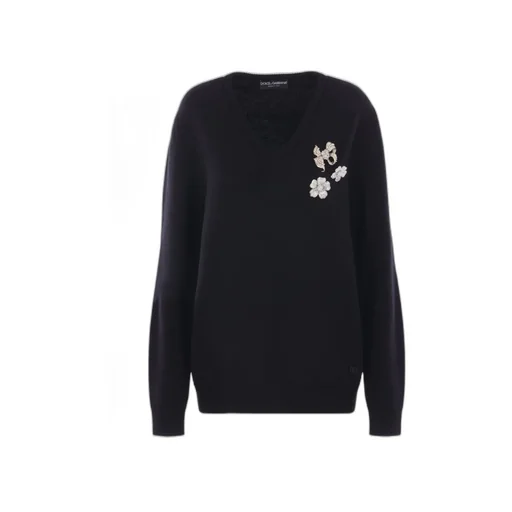 Embellished V-Neck Knitted Pullover
