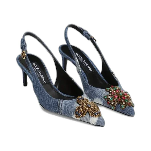 60Mm Embellished Denim Pumps