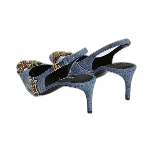 60Mm Embellished Denim Pumps