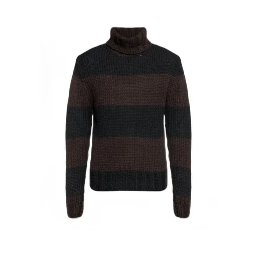 Roll-Neck Striped Knit Jumper