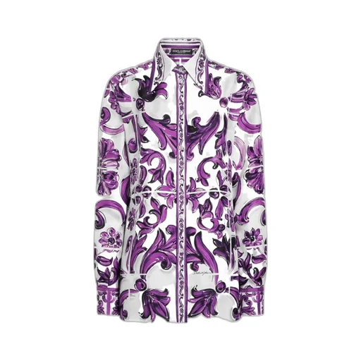 Majolica-Print Silk Shirt