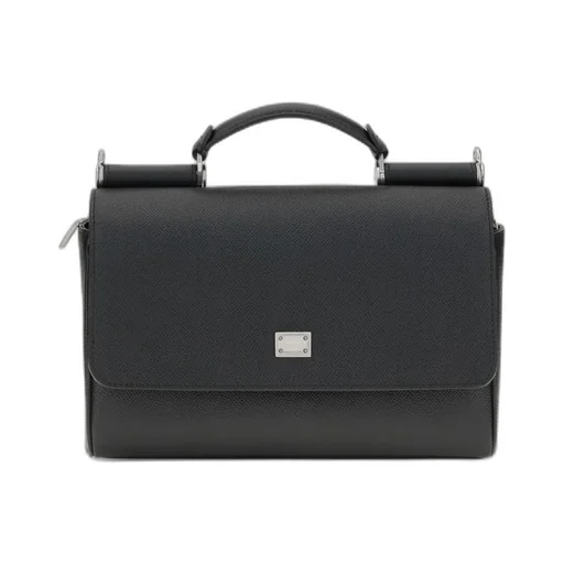 Top-Handle Leather Tote Bag