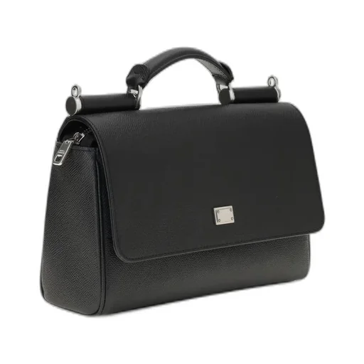 Top-Handle Leather Tote Bag